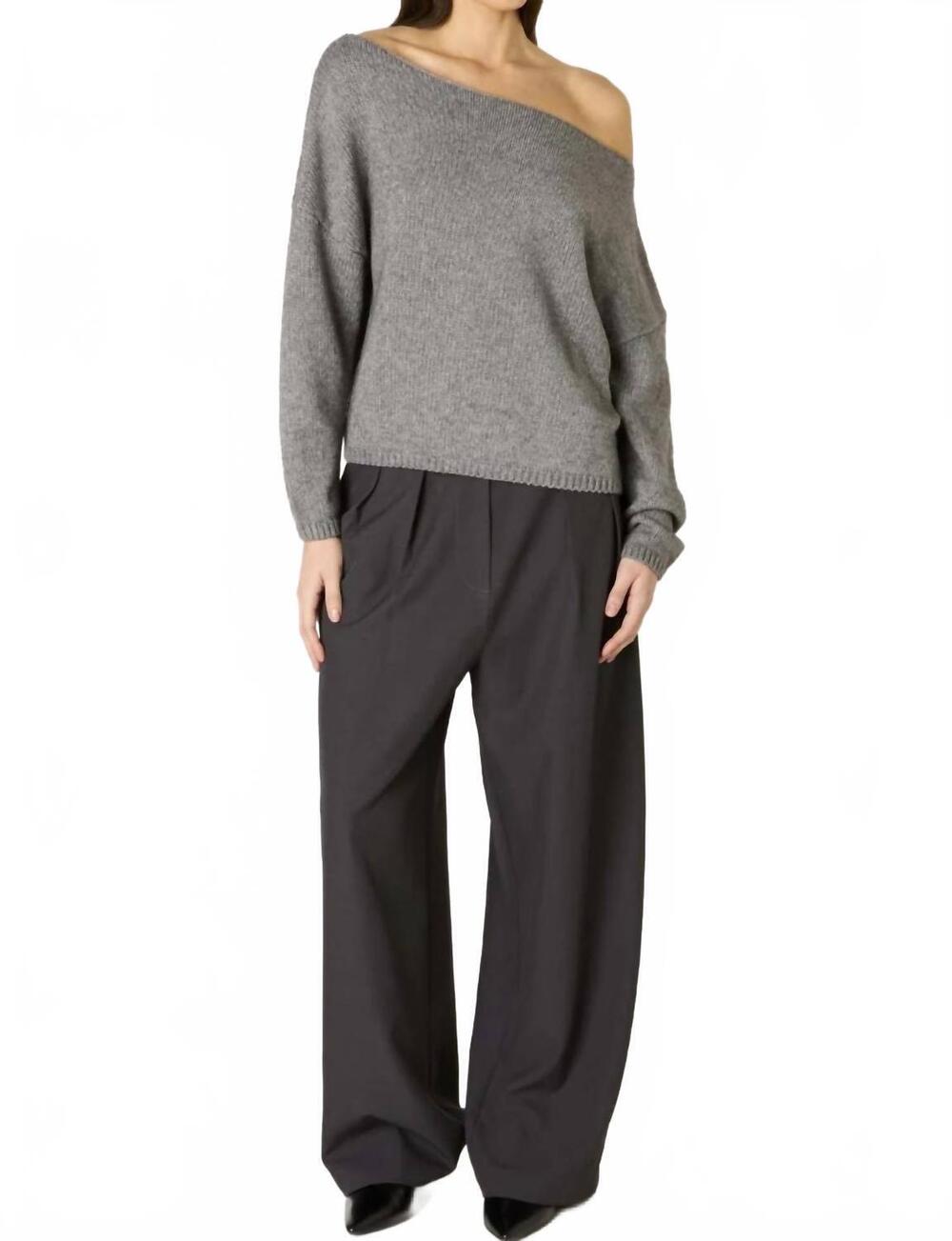 NEW NIA nightmoor off-the-shoulder sweater in heather grey